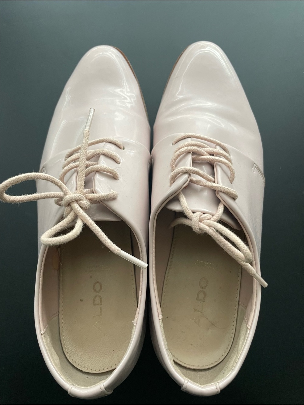 Aldo Blush Patent Leather Lace-Up Flats